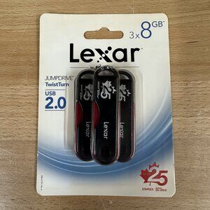 Lexar Jumpdrive 2.0  3 Pack  8GB Hi-Speed USB  TwistTurn New in Pack